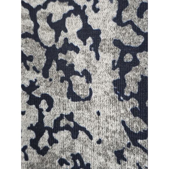 Cubism Floral Hacci Print Top Blue & Grey Long Sleeve Round Neck Tunic Style XL - Picture 3 of 8